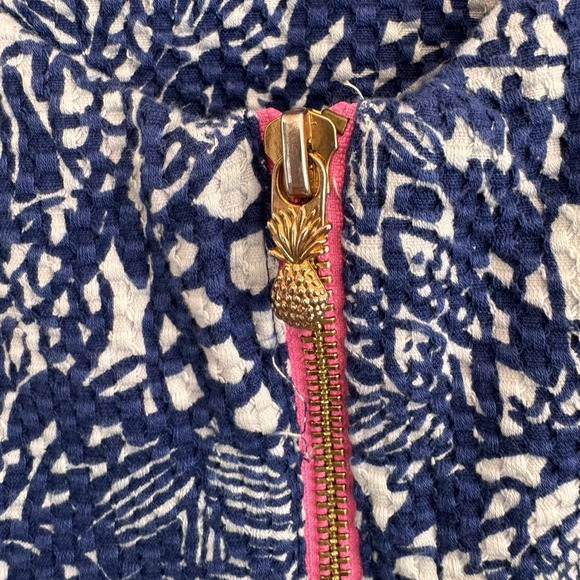 Lilly Pulitzer Target Satin Shift Dress 2 Nosie Posey Navy White Lace Pineapple - Picture 8 of 10